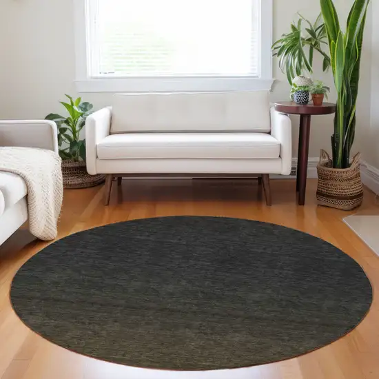 8' Gray And Brown Round Abstract Washable Indoor Outdoor Area Rug Photo 7