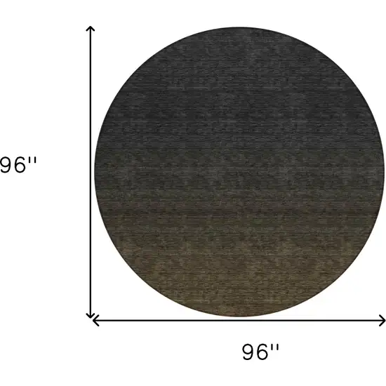8' Gray And Brown Round Abstract Washable Indoor Outdoor Area Rug Photo 3
