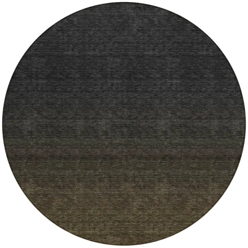 8' Gray And Brown Round Abstract Washable Indoor Outdoor Area Rug Photo 4