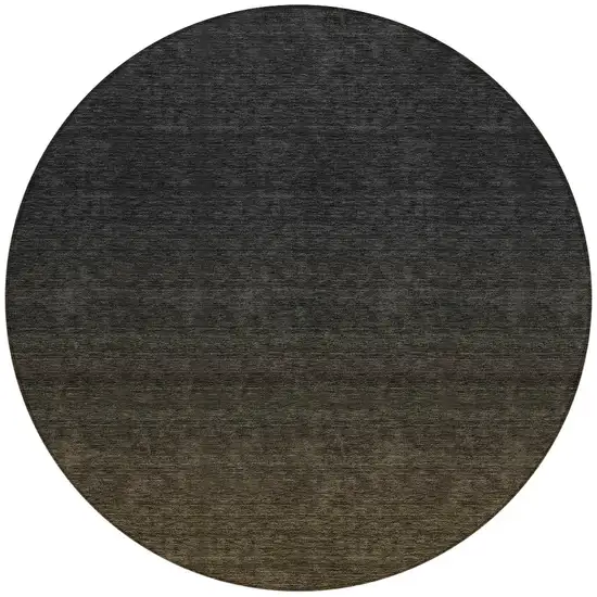 8' Gray And Brown Round Abstract Washable Indoor Outdoor Area Rug Photo 4