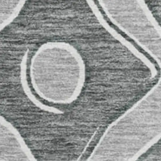 8' Gray And Charcoal Geometric Washable Round Rug With UV Protection Photo 4