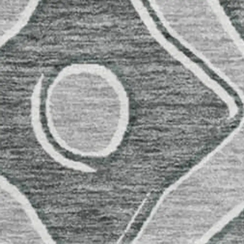 8' Gray And Charcoal Geometric Washable Round Rug With UV Protection Photo 4