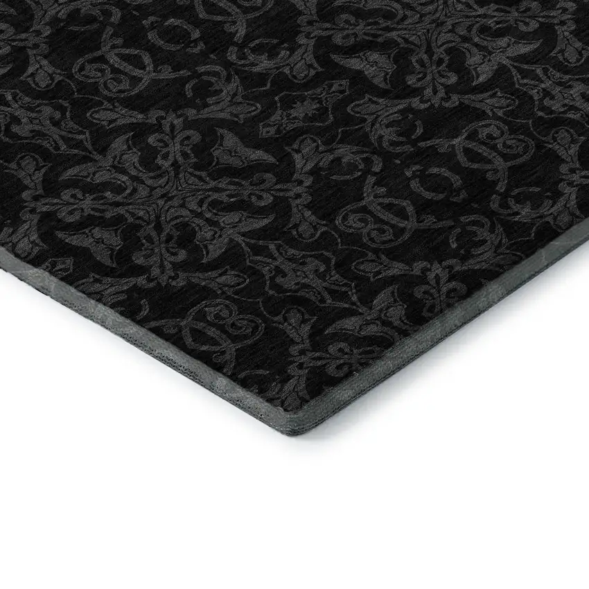 8' Gray And Charcoal Medallion Washable Round Rug With UV Protection Photo 7