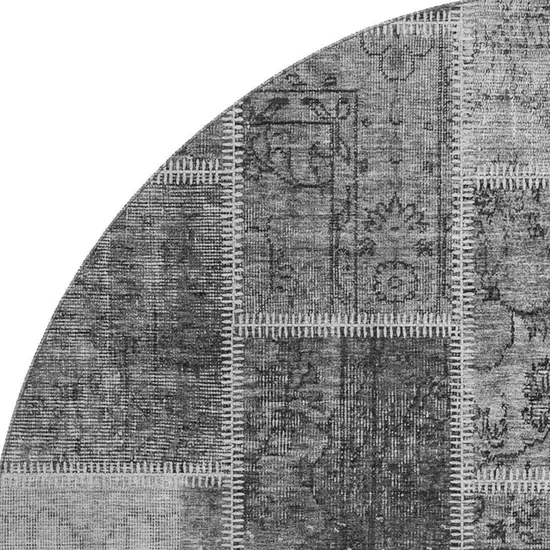 8' Gray And Charcoal Patchwork Washable Round Rug With UV Protection Photo 3