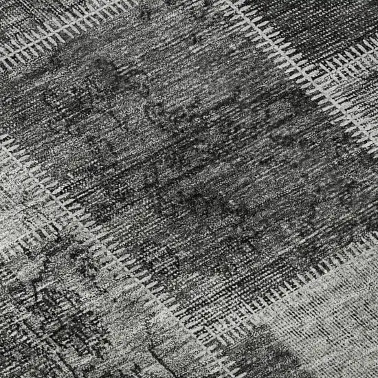 8' Gray And Charcoal Patchwork Washable Round Rug With UV Protection Photo 9