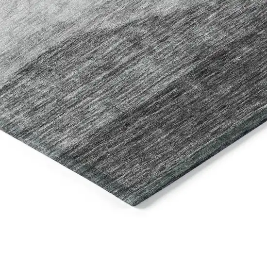 8' Gray And Charcoal Round Abstract Washable Indoor Outdoor Area Rug Photo 4