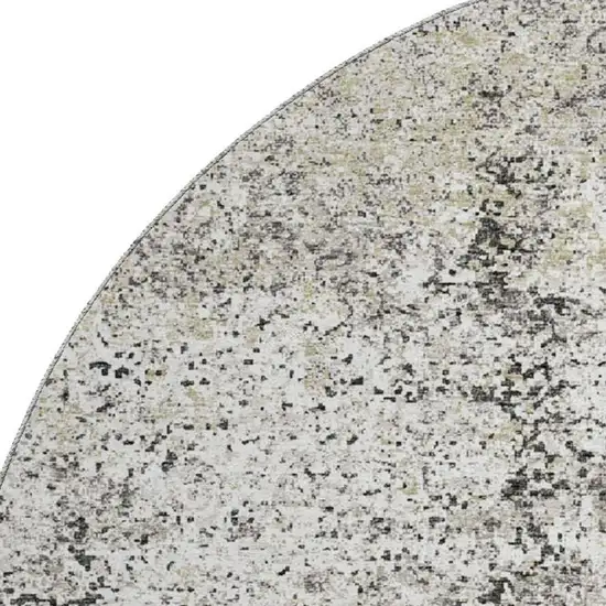 8' Gray And Charcoal Round Abstract Washable Indoor Outdoor Area Rug Photo 5