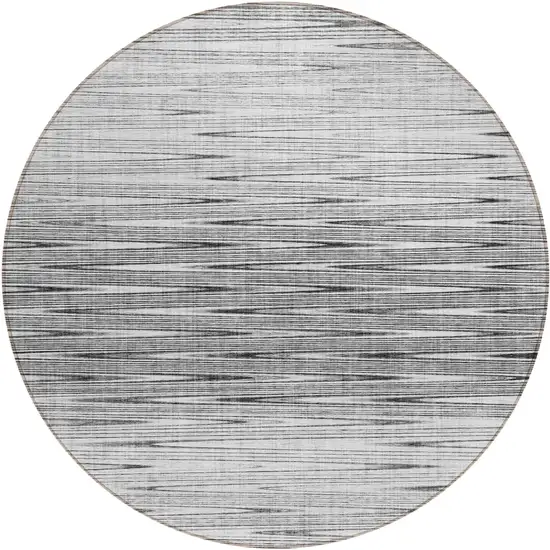 8' Gray And Charcoal Round Abstract Washable Indoor Outdoor Area Rug Photo 2