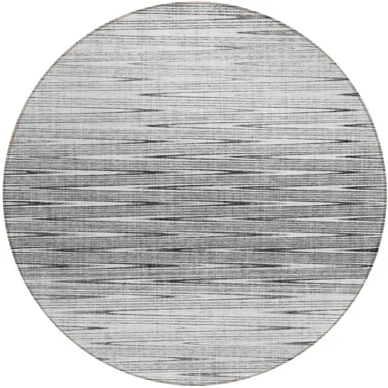 8' Gray And Charcoal Round Abstract Washable Indoor Outdoor Area Rug Photo 2