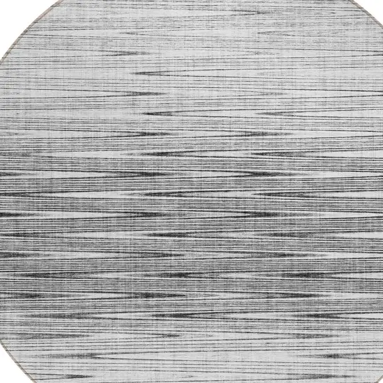 8' Gray And Charcoal Round Abstract Washable Indoor Outdoor Area Rug Photo 4