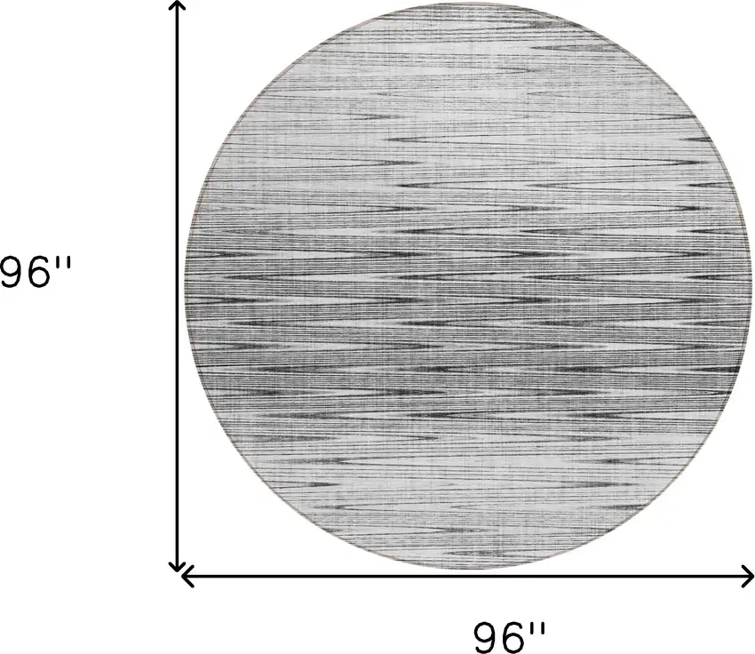 8' Gray And Charcoal Round Abstract Washable Indoor Outdoor Area Rug Photo 3