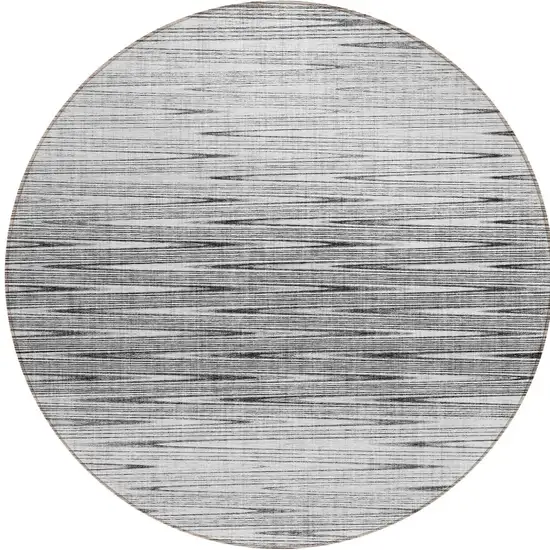 8' Gray And Charcoal Round Abstract Washable Indoor Outdoor Area Rug Photo 5