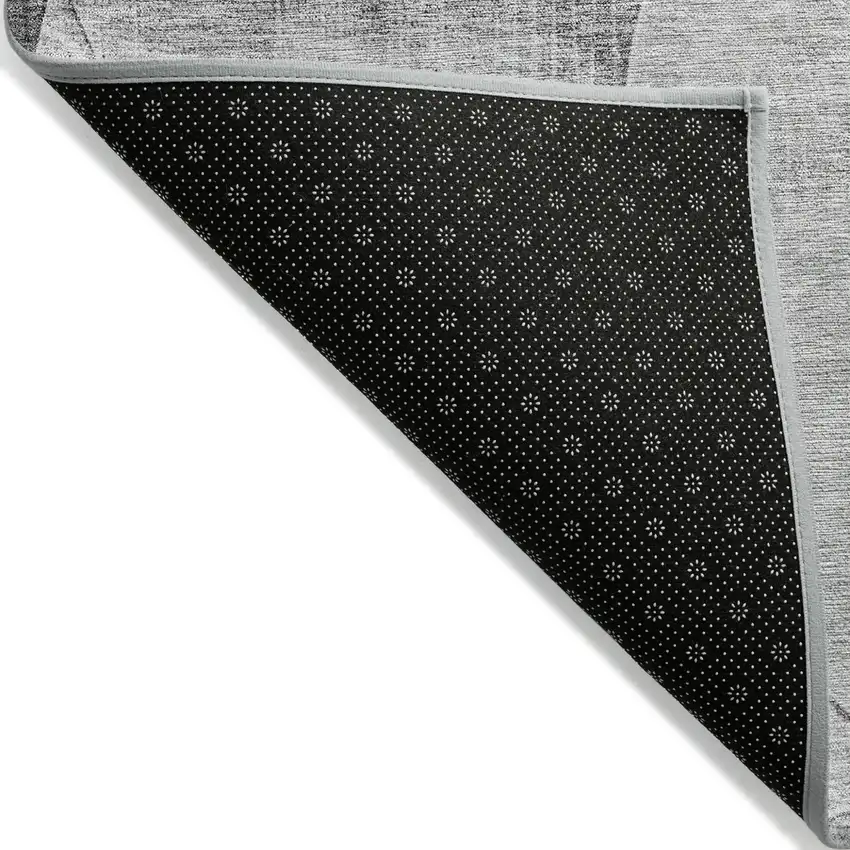 8' Gray And Charcoal Round Geometric Washable Indoor Outdoor Area Rug Photo 3
