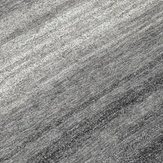 8' Gray And Charcoal Round Striped Washable Indoor Outdoor Area Rug Photo 7