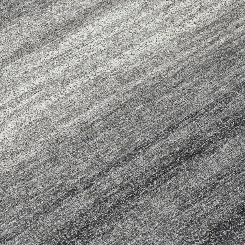 8' Gray And Charcoal Round Striped Washable Indoor Outdoor Area Rug Photo 7