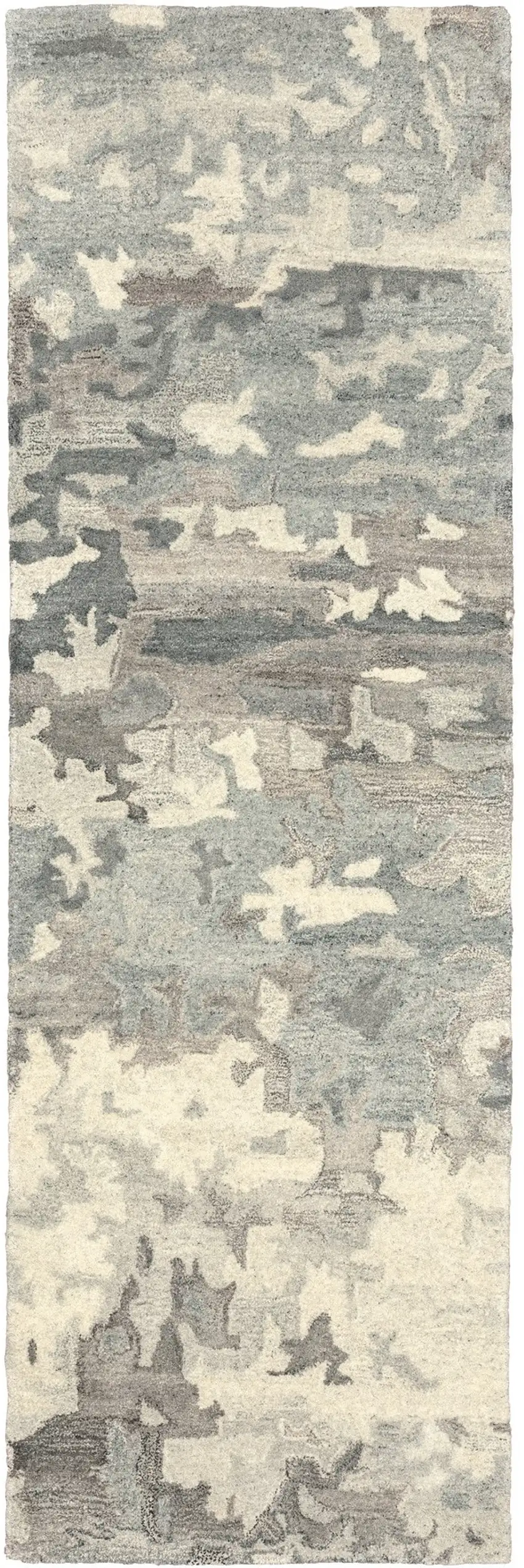 8' Gray And Charcoal Wool Abstract Hand Tufted Runner Rug Photo 2