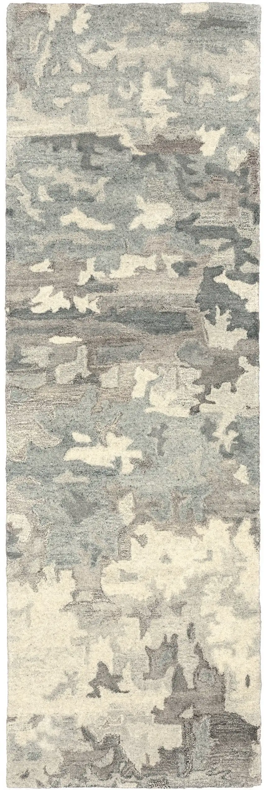 8' Gray And Charcoal Wool Abstract Hand Tufted Runner Rug Photo 4