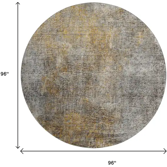 8' Gray And Copper Abstract Washable Round Rug With UV Protection Photo 9