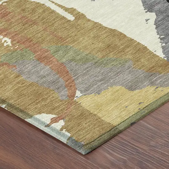 8' Gray And Copper Round Abstract Washable Indoor Outdoor Area Rug Photo 6