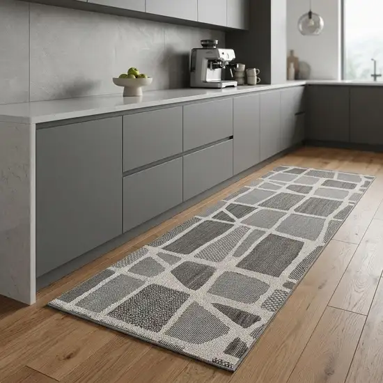 8' Gray And Cream Abstract Area Rug Photo 1