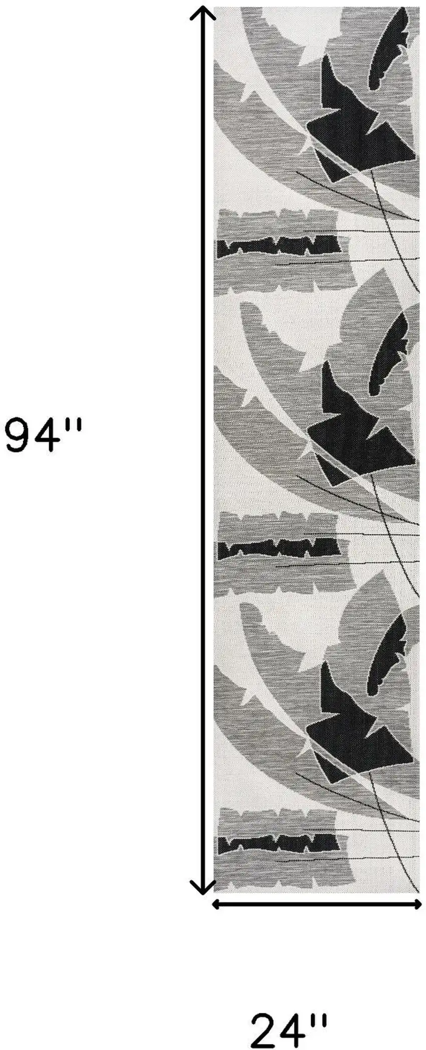 8' Gray And Cream Abstract Indoor Outdoor Runner Rug Photo 8