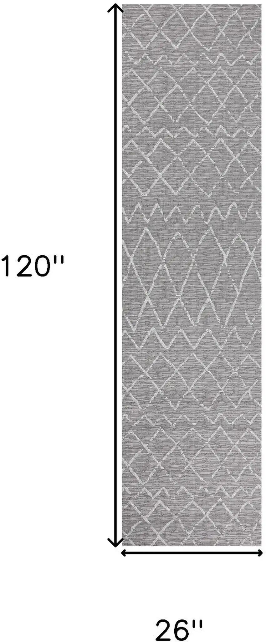 10' Gray And Cream Moroccan Indoor Outdoor Runner Rug Photo 3