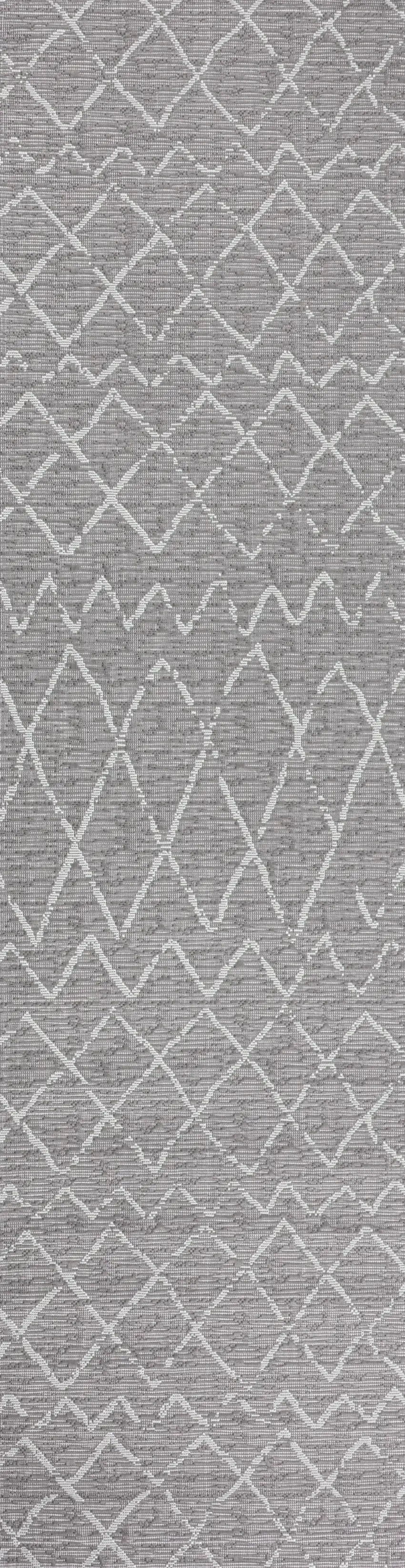 10' Gray And Cream Moroccan Indoor Outdoor Runner Rug Photo 2