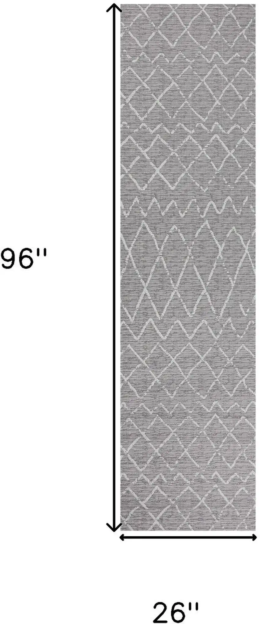 8' Gray And Cream Moroccan Indoor Outdoor Runner Rug Photo 3