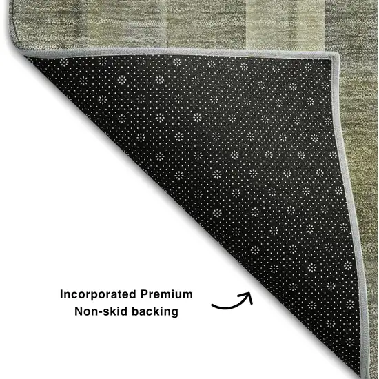 8' Gray And Gold Plaid Washable Round Rug With UV Protection Photo 6