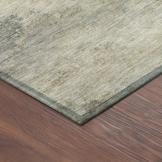 8' Gray And Gold Round Abstract Washable Indoor Outdoor Area Rug Photo 8