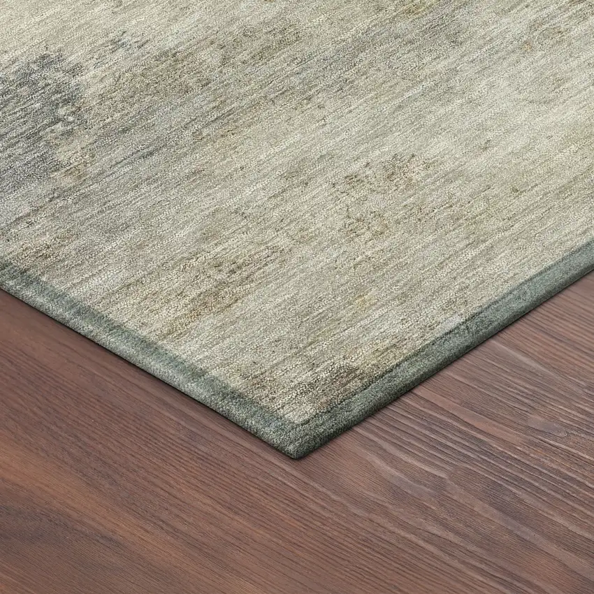 8' Gray And Gold Round Abstract Washable Indoor Outdoor Area Rug Photo 8