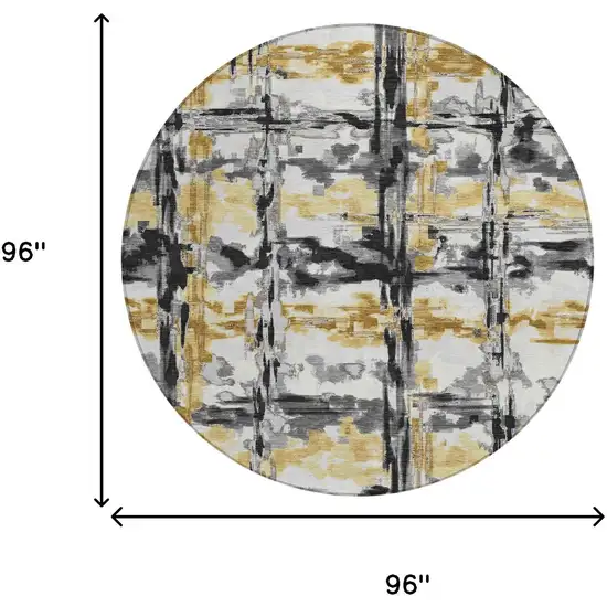 8' Gray And Granite Gray Round Abstract Washable Indoor Outdoor Area Rug Photo 6