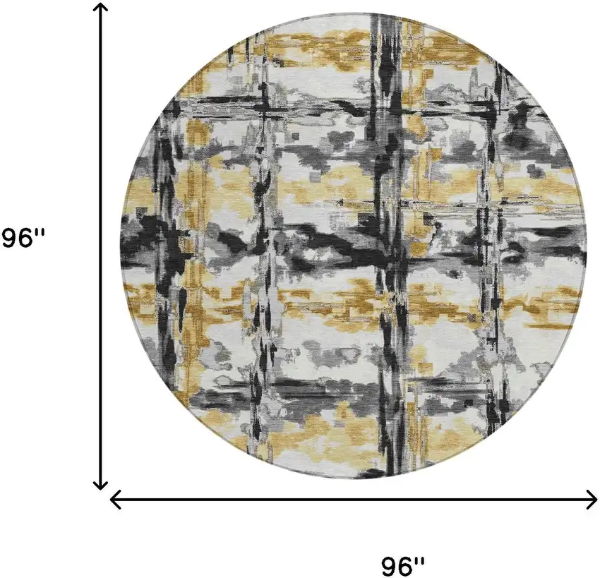 8' Gray And Granite Gray Round Abstract Washable Indoor Outdoor Area Rug Photo 6