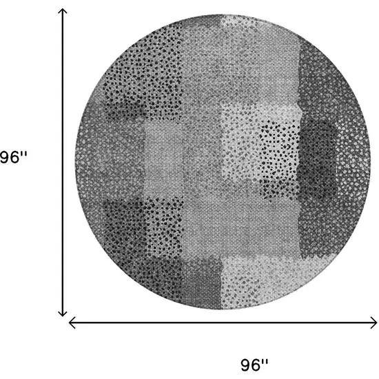 8' Gray And Graphite Round Abstract Washable Indoor Outdoor Area Rug Photo 8