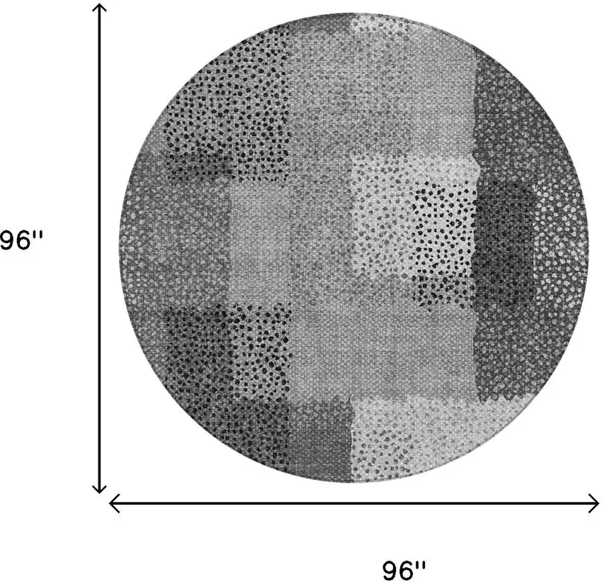 8' Gray And Graphite Round Abstract Washable Indoor Outdoor Area Rug Photo 8