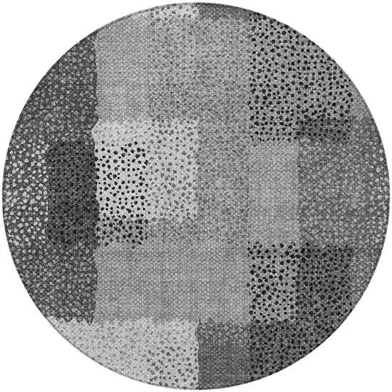 8' Gray And Graphite Round Abstract Washable Indoor Outdoor Area Rug Photo 3