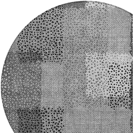 8' Gray And Graphite Round Abstract Washable Indoor Outdoor Area Rug Photo 4