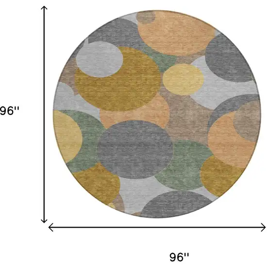 8' Gray And Graphite Round Geometric Washable Indoor Outdoor Area Rug Photo 6
