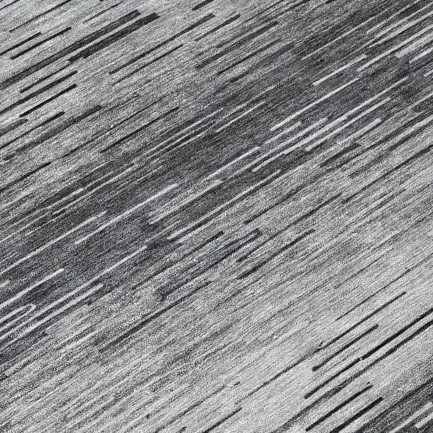 8' Gray And Graphite Round Striped Washable Indoor Outdoor Area Rug Photo 7