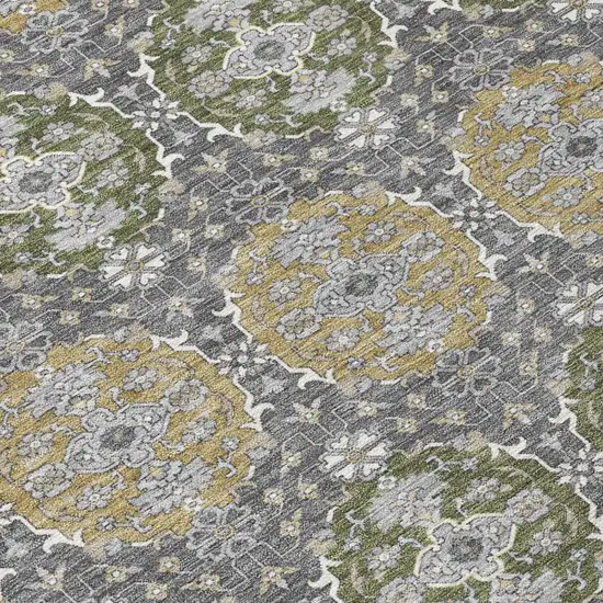 8' Gray And Graphite Round Striped Washable Indoor Outdoor Area Rug Photo 5