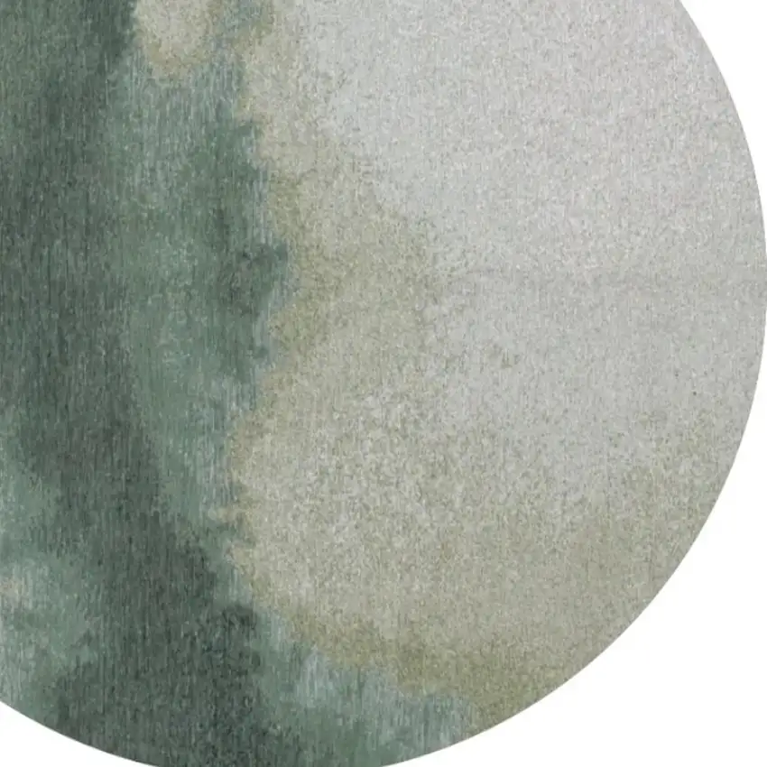 5' Gray And Green Abstract Washable Round Rug Photo 3