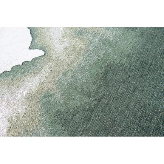 5' Gray And Green Abstract Washable Round Rug Photo 8