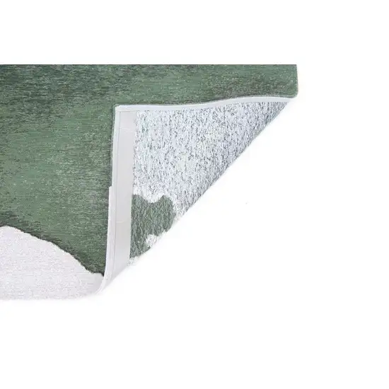 5' Gray And Green Abstract Washable Round Rug Photo 7