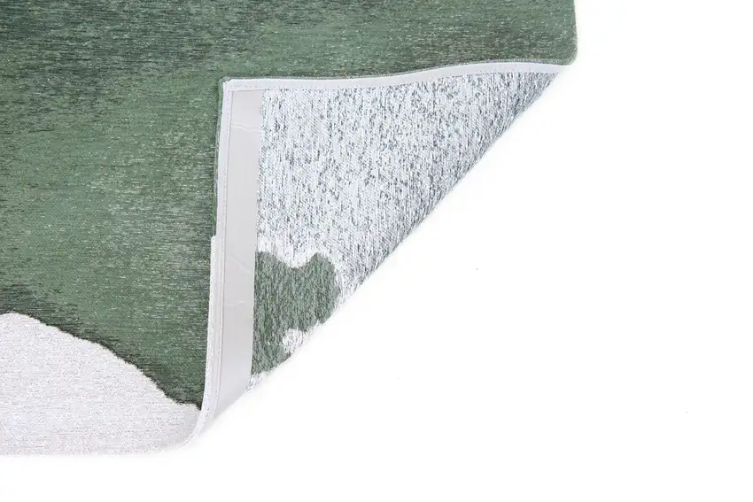 5' Gray And Green Abstract Washable Round Rug Photo 7