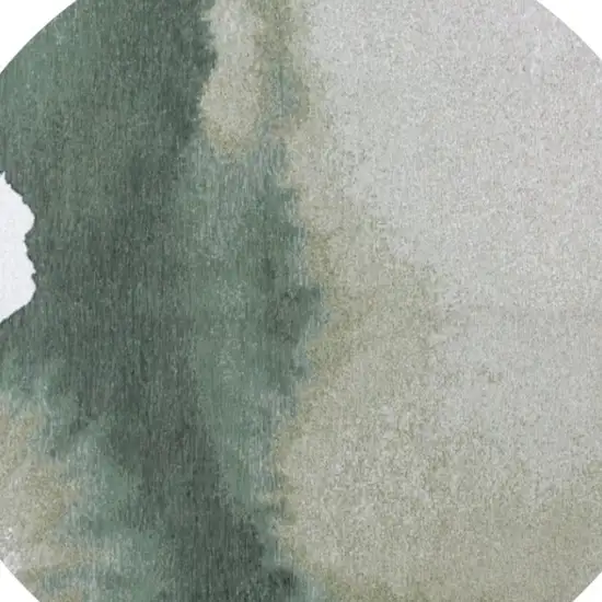 5' Gray And Green Abstract Washable Round Rug Photo 6