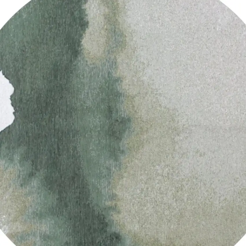 5' Gray And Green Abstract Washable Round Rug Photo 6