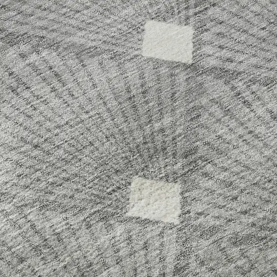 8' Gray And Ivory Abstract Geometric Washable Round Rug With UV Protection Photo 9