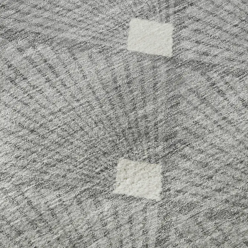 8' Gray And Ivory Abstract Geometric Washable Round Rug With UV Protection Photo 9