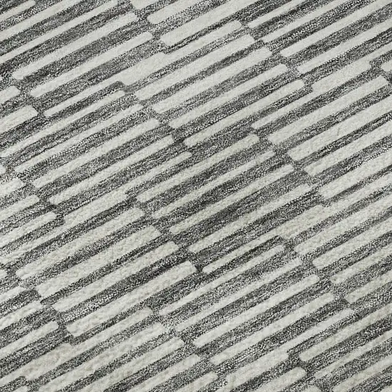 8' Gray And Ivory Abstract Geometric Washable Round Rug With UV Protection Photo 9