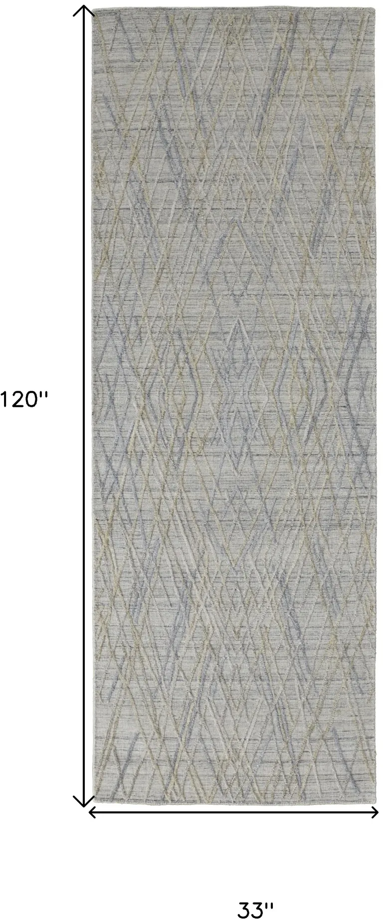 10' Gray And Ivory Abstract Hand Woven Runner Rug Photo 5